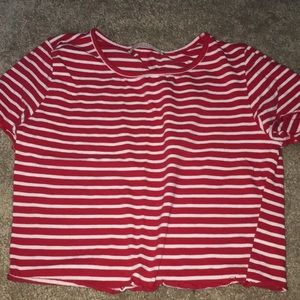 Red and White Striped crop top